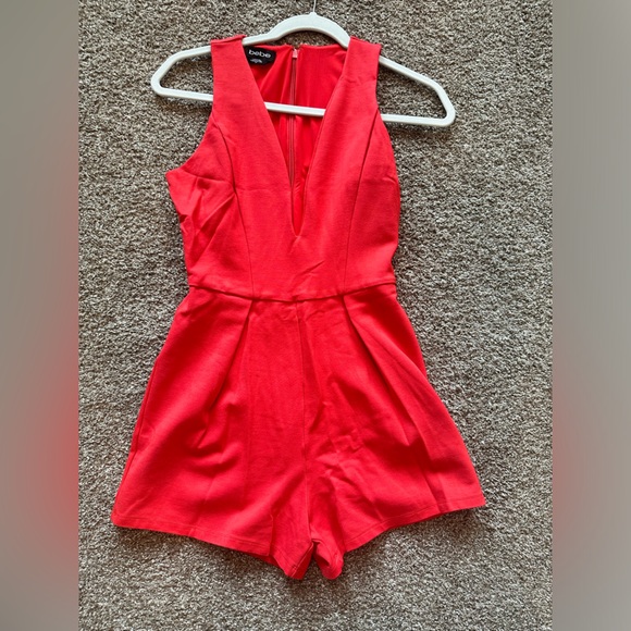 BeBe Coral Deep V-Neck Romper - Picture 2 of 3